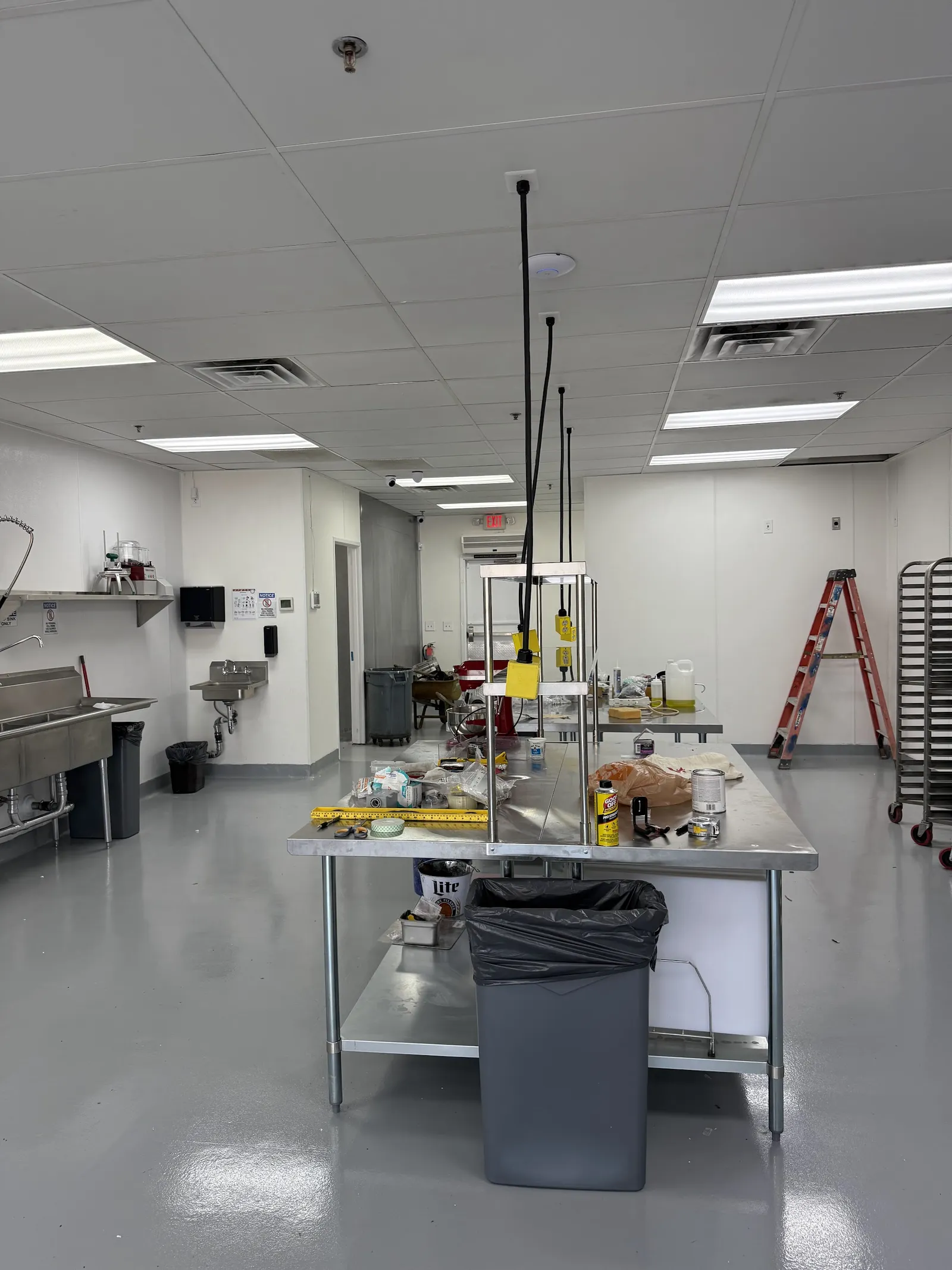 Resinous floor coating in a commercial interior