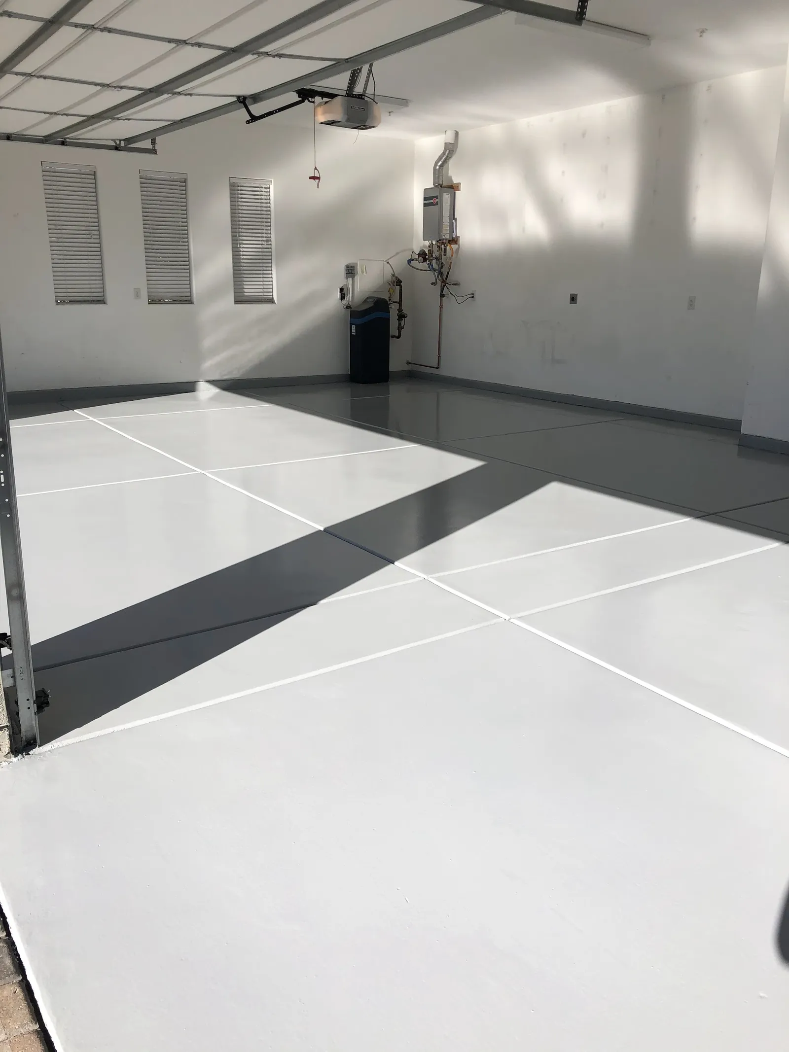 Garage floor during a coating installation